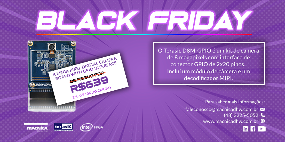 You are currently viewing Promoção Black Friday: D8M-GPIO – 8 Mega Pixel Digital Camera Board with GPIO Interface
