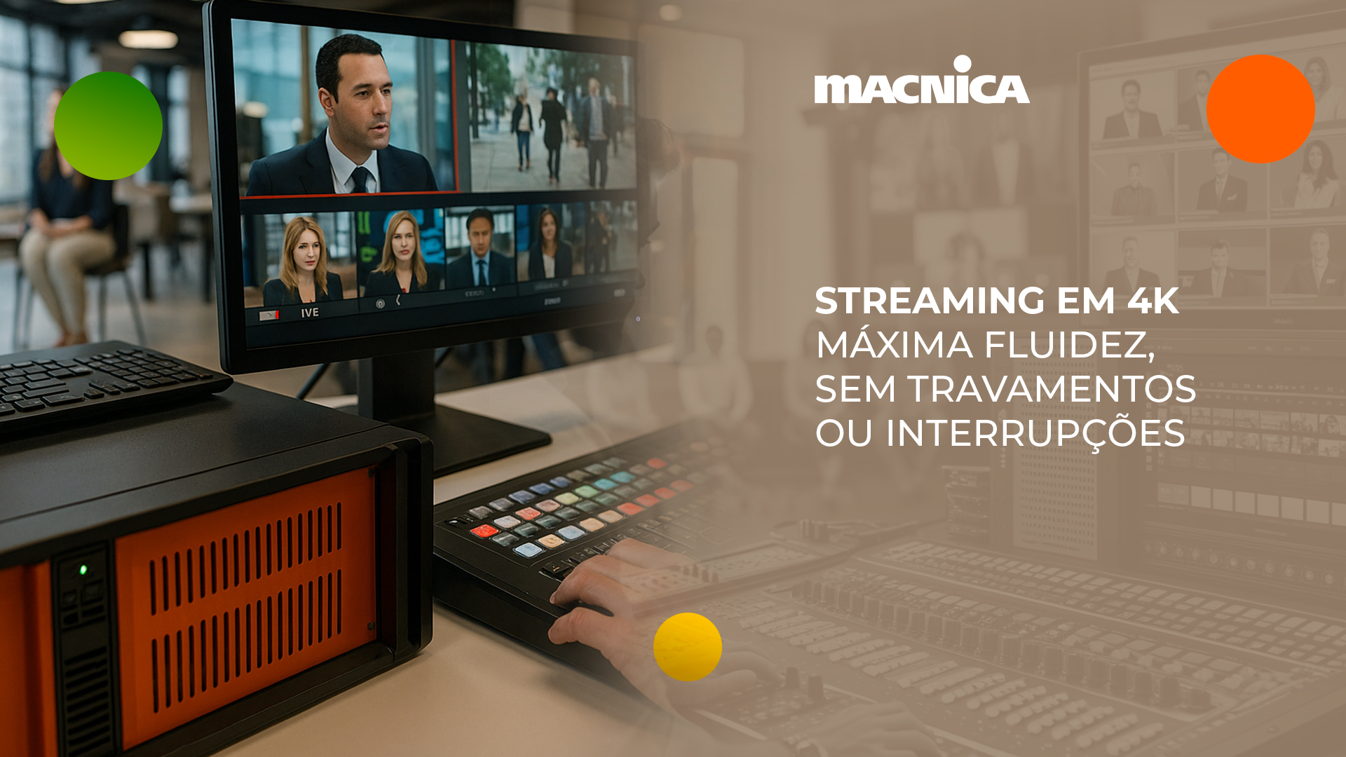 MEP100 garante transmissões 4K ao vivo com estabilidade, redundância e baixo custo. A solução ideal para provedores de streaming e plataformas digitais.