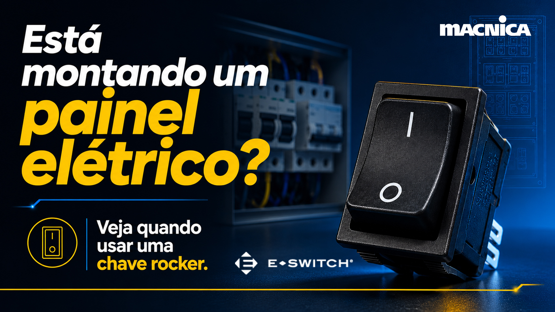 Chave rocker oscilante E-Switch: descubra aplicações, critérios de especificação, proteção IP, certificações e como aumentar a confiabilidade do projeto.